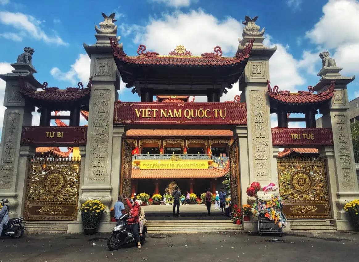 Entrance of Vietnam Quoc Tu stands out on Saigon streets.