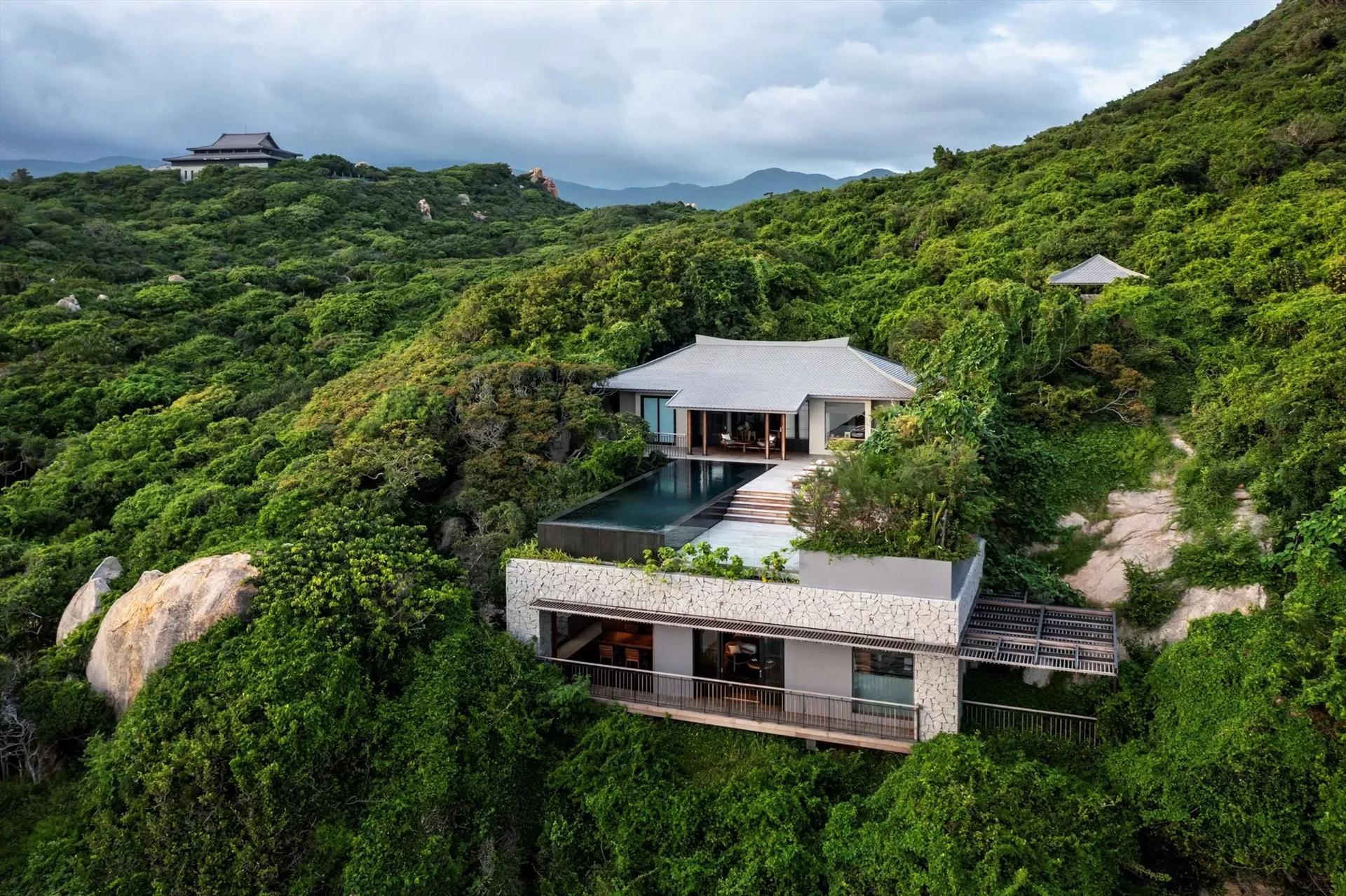 Amanoi villa nestled within the lush greenery of Nui Chua.