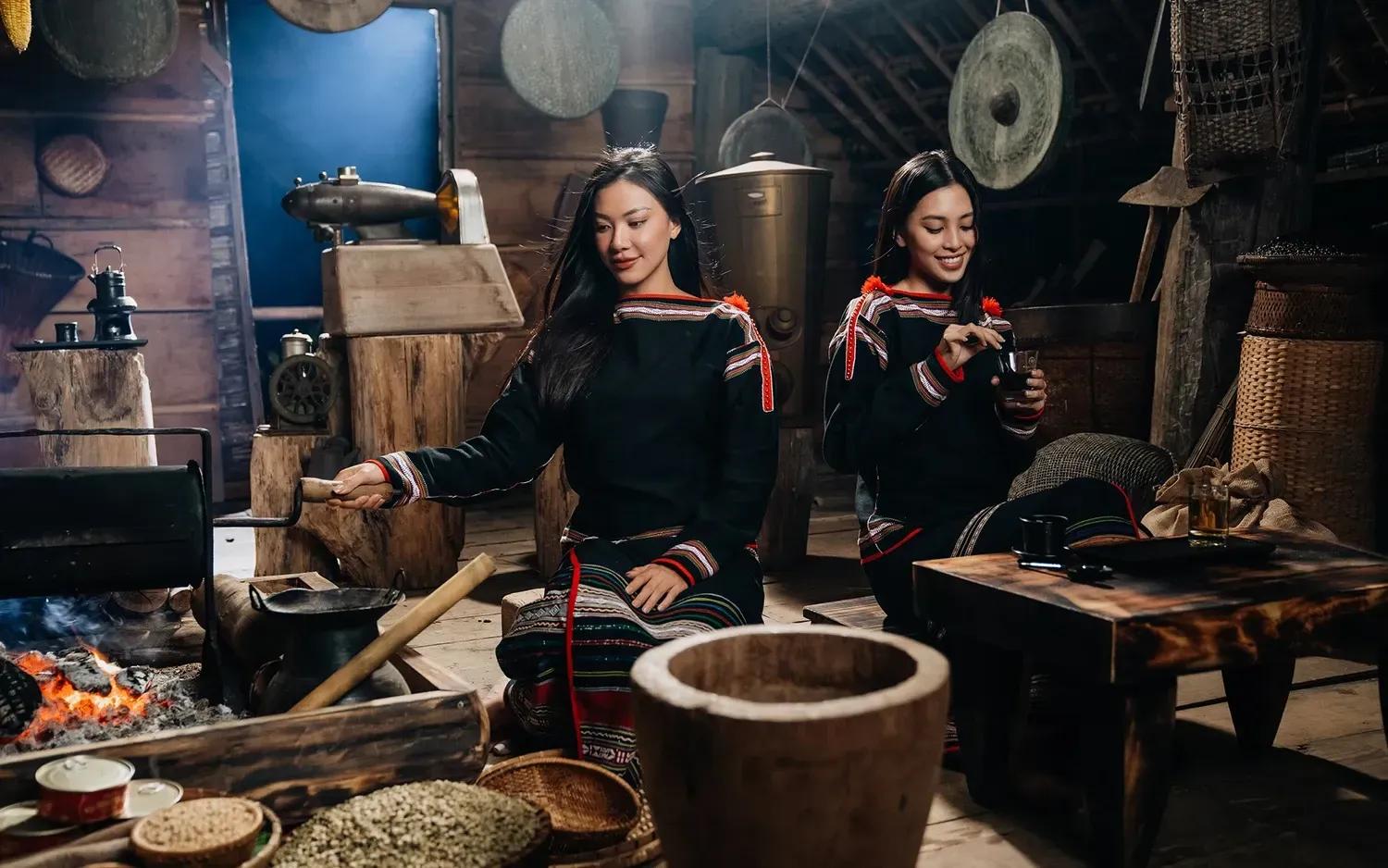 Experience the coffee culture of Central Highlands through traditional attire and unforgettable flavors.