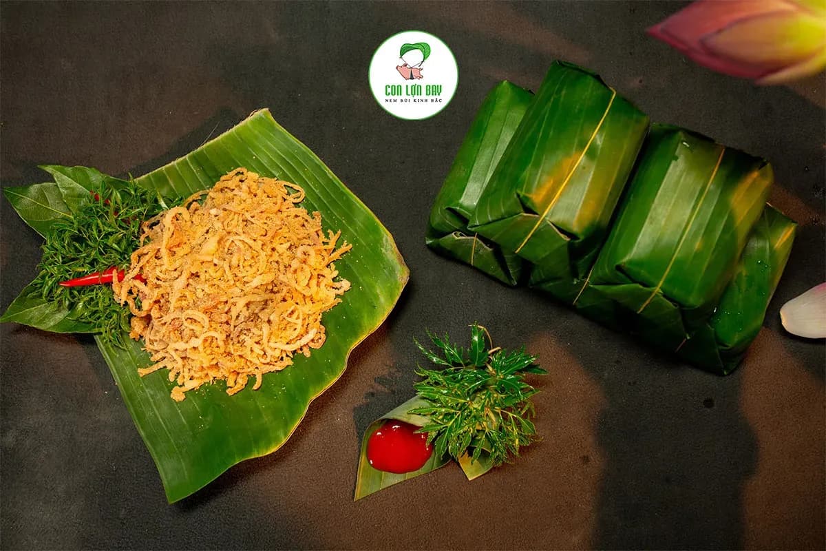Nem Bùi from Bac Ninh with banana leaves