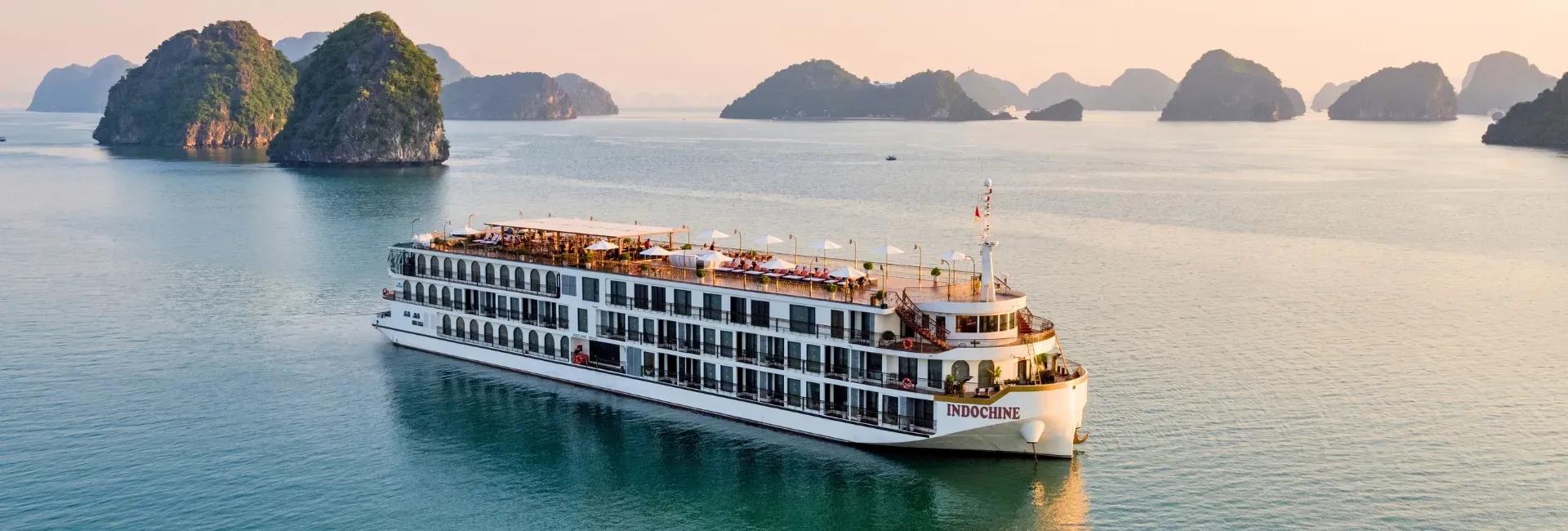 Indochine cruise floating on Ha Long Bay.