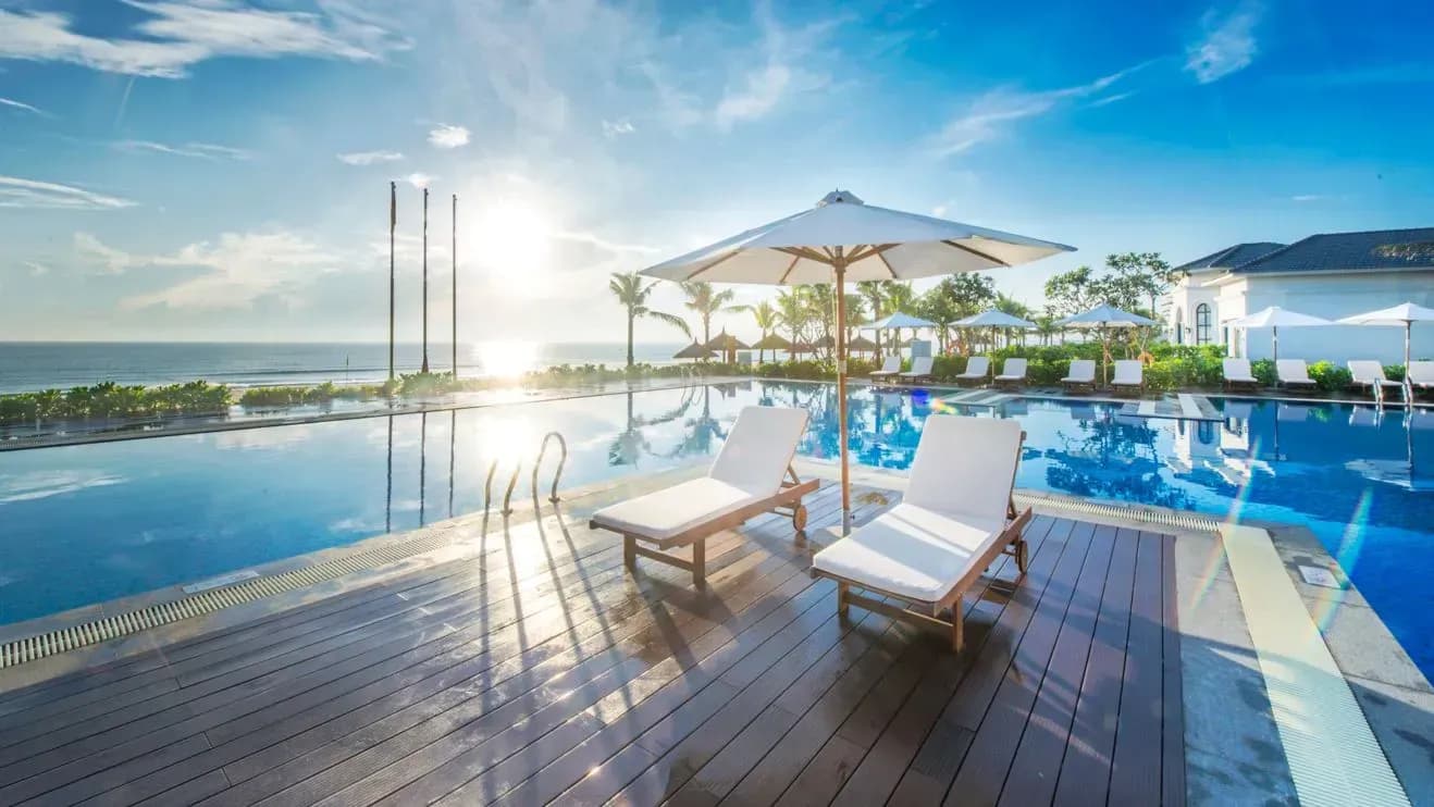 A stunning pool area where you can relax and enjoy the breathtaking ocean view.